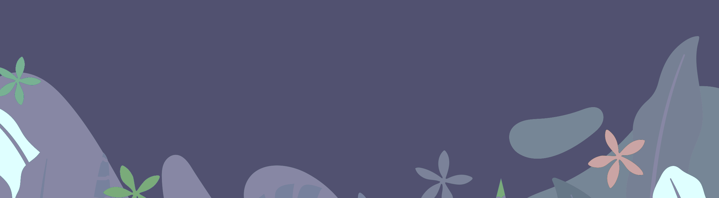 purple background with flower illustrations 