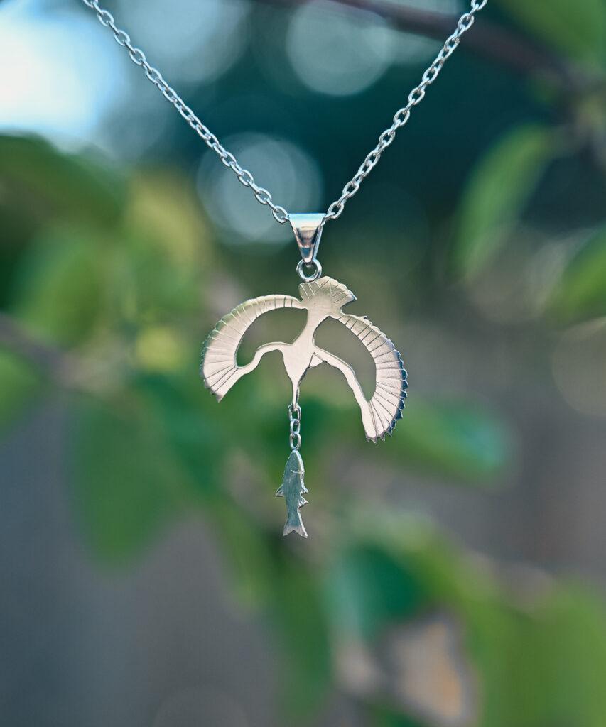 Kingfisher Pendant in Argentium Silver by Joy Garden Jewelry