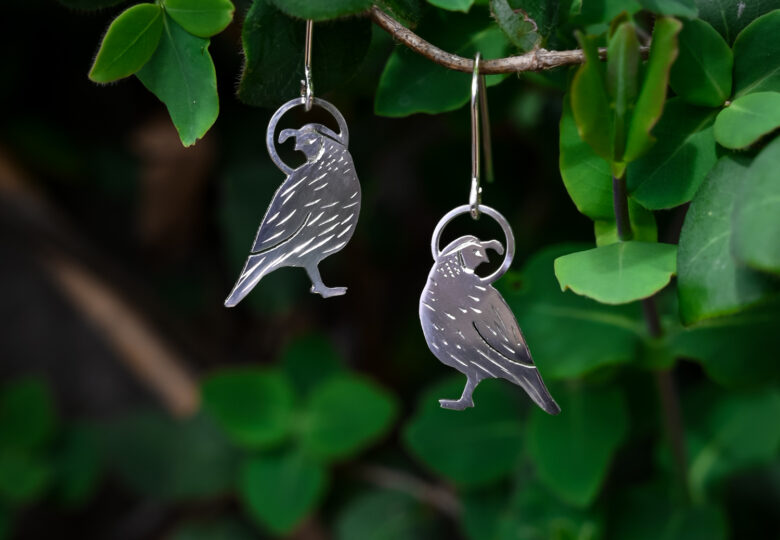 Coy Quail Earrings in Argentium Silver by Joy Garden Jewelry