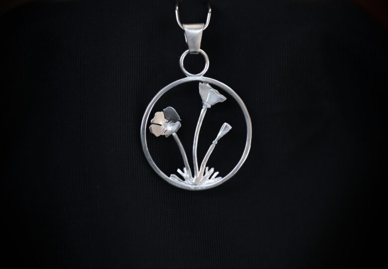Poppy Meadow Pendant in Argentium Silver by Joy Garden Jewelry